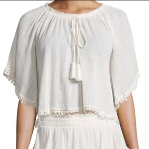 LoveShackFancy Cream Gauze Peasant Top XS